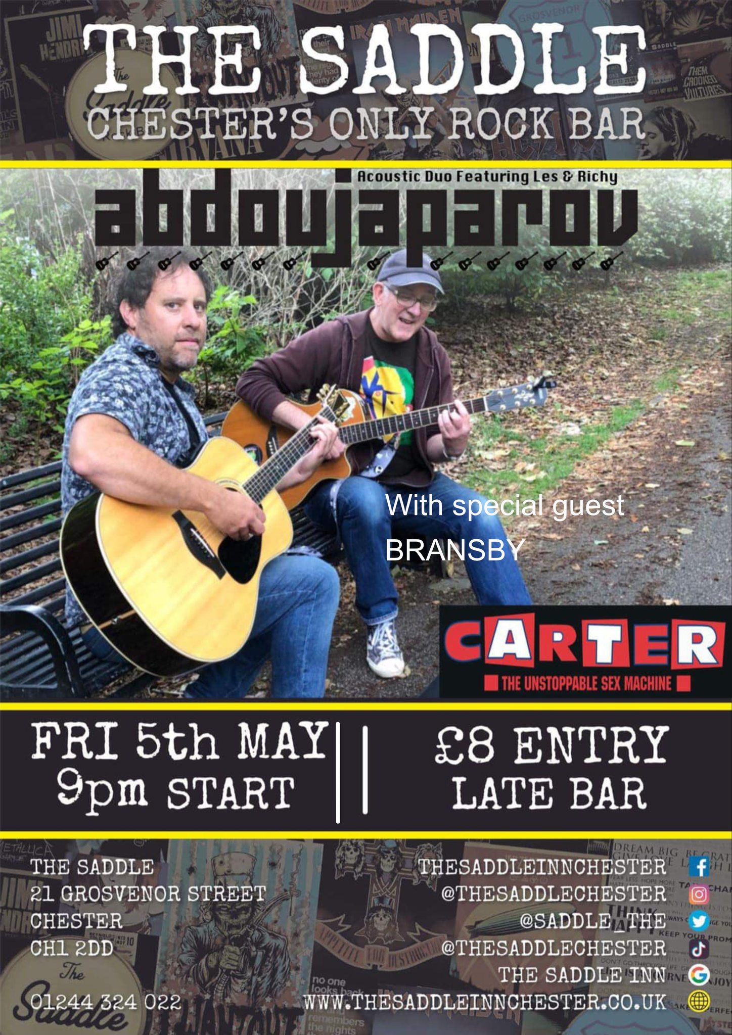 Abdoujaparov acoustic set at The Saddle Inn, Chester, Friday May 5th 2023 with support from Bransby